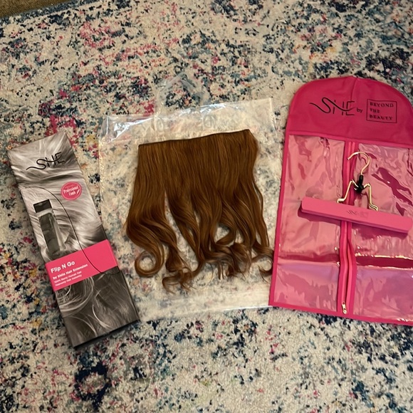 Halo hair extension-red hair. With hanger and storage bag, extra cord, and comb. - Picture 10 of 10